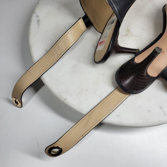 Coach Marla Slingback Heels Womens 7 Black Leather Turn Lock Open Toe Sandals - Picture 14 of 16